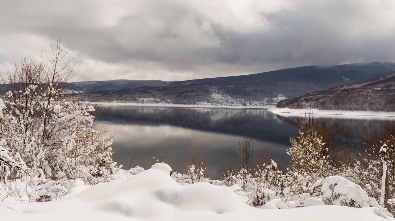 Lake Mavrovo and surrounding hills