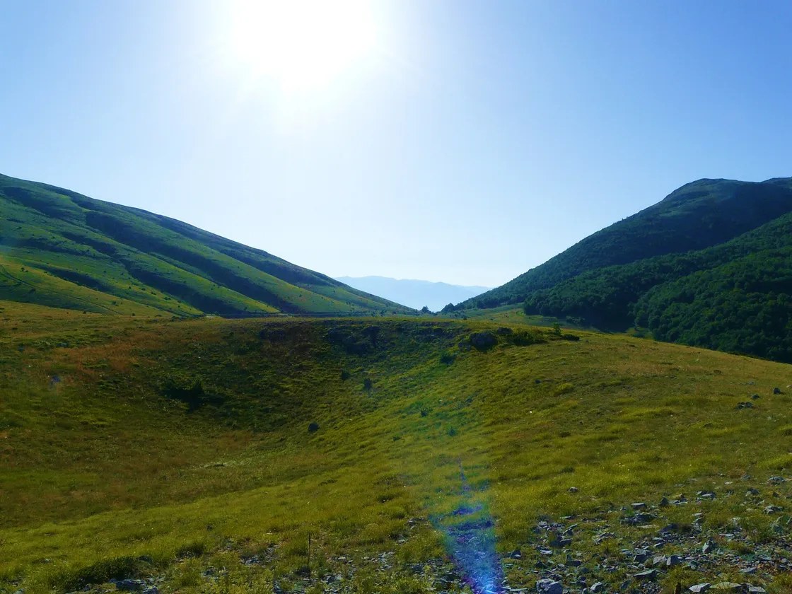 Rolling green mountain ridges in Galičica National Park